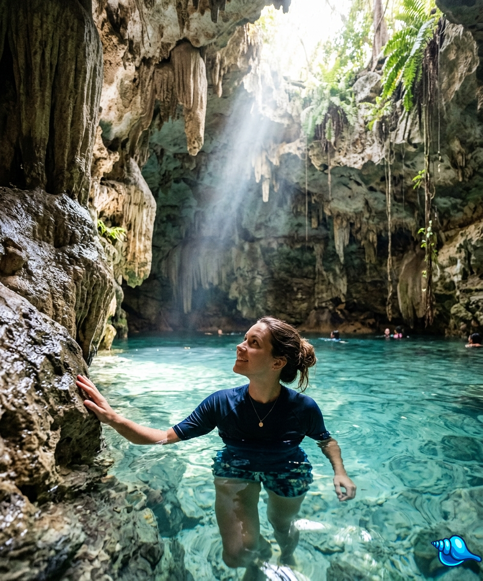 Mexico girl cenote